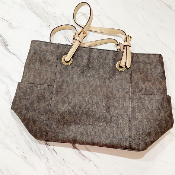 Brown and Tan Michael Kors Tote Purse - Picture 9 of 11